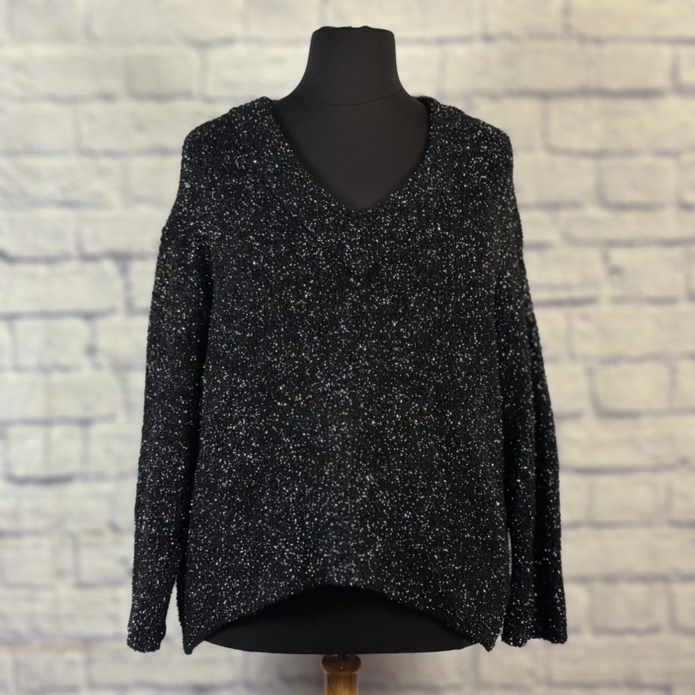 Ava & Viv Black & Silver Eyelash Sweater
